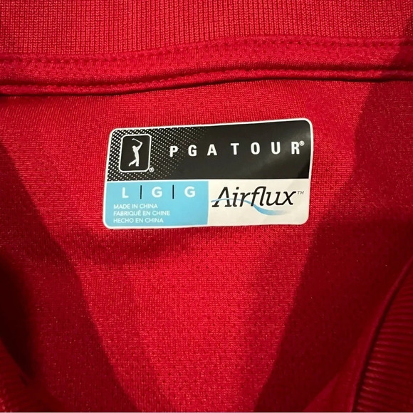 PGA Tour Red Golf Polo Short Sleeve Shirt 100% Polyester Size Men’s Large - Picture 9 of 11